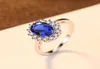 Created Blue Sapphire Ring Princess Crown Halo Engagement Wedding Rings 925 Sterling Silver Rings For Women 2021 1227 T251059835331031