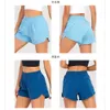 Yoga Lu-02 Brand Womens Outfit Shorts Escerrare pantaloni corti con cerniera Fitness Dissa Girls che corre elastico pantaloni femminili sportivi 396