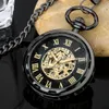 Open Face Roman Numerals Display Mechanical Hand Winding Pocket Watch Elegant Fashion Antique Manual Pocket Clock Gift for Male 240416