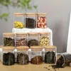 収納ボトル12pcs/set airtight Glass Jar bamboo Lid for Tea Coffea Sugarポータブルと透明なコンテナホームキッチン