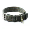 Dog Collars Army Green Double-Breasted Necklace Adjustable Strong Collar Metal Buckle Double Row Safety For Medium Large Dogs
