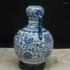 Wazony jingdezhen ceramiczne ozdoby wazonowe ręcznie malowane zabytkowe niebieskie i białe lotosowe uszy celebrytów czosnek pokój butelek