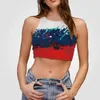 Tank da donna Girl Crop Top Top Pigment Pigment Iridescence Art Flag Women Short Otinetto OGNE SEXY 3D COSTRUI