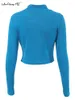 Женские футболки T-Ribled вязаные стройные базовые футболки для женщин с длинным рукавом укороченные вершины весна лето 2024 вязание вязание