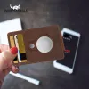 Hållare äkta läder RFID Airtag Titanium Wallet RFID Men's Air Tag Wallet Card Holder Metal Money Clips Man Purse Luxury Brand VIP
