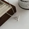 Hängen 925 Sterling Silver Necklace OT CLASP Oregelbunden ringcirkel Geometrisk punk för kvinnor Girl Jewelry Gift Passal