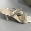 Zapatillas Mujeres Slipppers Sexy Clear Talls Altos Sandalias de diamantes de imitación 2024 Playa Damas Flip Flip Dress Shoes