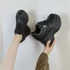 Casual schoenen dames dikke herfst echte lederen mode hoge hakken 11 cm vrouw wiggen rubberzolige vrouwelijke schoenen sneakers