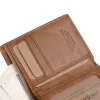 Portefeuilles Jinbaolai Echte koesleer Men Wallets Card Holder Opmerking Compartiment Korte portefeuilles Vintage merk Hoge kwaliteit portemonnees voor mannelijk