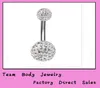 Belly Button Ring B03 Clear Color 10pcslot 610mm Shamballa Body Piercing Belly Piercing Can Be Earrings Rostfritt stål med CRY3284644