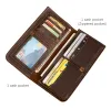 Clips nouveaux unisex réel cuir vintage Coffee Gift Long Checkbook Organisateur standard portefeuille de voyage de voyage de voyage de bourse de bourse 8645