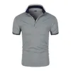 100% coton Polo Men Shirt Contraste Couleur Couleur d'été Streetwear Casual Fashion Tops 240403