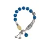 Geomancy Accessory Design High-De Nid Wheat Ear Oret Borge Koi Industrie lourde avec un bracelet de cristal de cire d'agate de cœur bleu