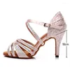 Tanzschuhe Hroyl Elegante Frau heeled dünn 10 cm glänzend Strass lateinisch tanz Ballsaal Salsa Party Performance Sandalen Sandalen