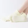 Donne calzini colorati pali pilati di cotone traspirante a cinque dita calzetto silicone pavimento donna coreano anti-slip yoga