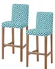 Tampas de cadeira textura quadrada geométrica Blue Bar Stool Cafe Office Slipcovers Tampa removível de assento para cozinha de pub