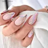 Faux ongles 24pcs faux ongles artificiels avec colle couverture complète d'amande fausses pointes de clou de la tête ovale conception