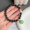 Geomancy 액세서리 중국 Feng Shui 잉크 블루 설탕 심장 마노 안전 버클 사원 문화 및 창의적 기념 팔찌 Handjewelry