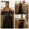 Robes de fête Yipeisha Long noir Prom Prom Offre-temps Dot Tulle Princesse Robes de soirée Femmes Vobure Forme Force pour banquet