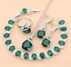 925 Ensemble de bijoux en argent Green CZ pour les boucles d'oreilles amant avec des décorations turques en pierre Drop8861034