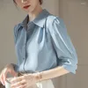 Kvinnors blusar 2024 Summer Blus Shirt for Women Fashion Casual Office Lady White Shirts Tops Korean Style