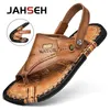 Cow Leather Mens Sandals Summer Beach Shoes Men Outdoor Lightweight Casual Fashion Fashion Soft Flip Flip Flops 240416