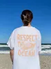 Respectez la mer de la mer de la mer de l'océan Tshirts de coton vintage Vinty Vêtements de tee personnalité Street Oneck Tops Femmes Sleeve courte 240409