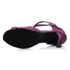 Chaussures de danse Femmes mesdames verts violet satin féminin latin de salon latin 7,5 cm Hauteur de talon