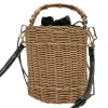 Bags New Wicker Rattan Bucket Bag Bamboo Handle Women Handbags Bohemian Travel Beach Shoulder Bag Handmade Straw Bags for Women Tote