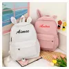 Backpacks Custom Name Solid Color Rabbit School Student Backpack Personalized Kids Fashion Large Capacity Schoolbags Lightweight Backpack