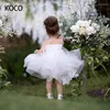 Robes de fille Jonany Short Belle fleur Flower Fluffy Appliques plissées en tulle