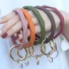 Partifavor Geometriska linjer Bangle Silicone Round Keychain Armband Keyring Wristlet med cirkulär ringarmband TH0527