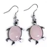 Dangle Earrings FYSL Silver Plated Tortoise Shape Amethysts Stone For Women Opalite Opal Jewelry