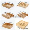 Dusch Natural Holder Dish Bamboo Soap Rätter Enkla smycken Display Rack Holder Tallow Tray Round Square Case Container TH0956 ES S S S