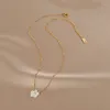 Pendant Necklaces Stainless Steel White Shell Flower Necklace For Women Girls Gold Color Cute Clavicle Chain Jewelry Wedding Birthday Gift