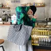 Bags 1 pc doublesided Plaid Shopping Bag Reusable 6 Colors large Canvas Shoulder Bag Lady Student Book Handbags Grocery Tote Bag
