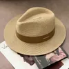 Vår- och sommarjazzhatt stråhatt män och kvinnor handvävd växtfiber ihålig halm hatt topp hatt sol hatt pastoral strand andas justerbar bred kant 7cm