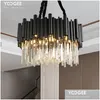 Chandeliers Modern Crystal Chandelier Lighting Round Black Hanging Light For Living Room Luxury Home Decoration Led Cristal De Lustre Dh85Y