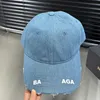 Luxury Designer Baseball Caps Moda Lavagem de Cowboy Letters Letters Men Bordado do Sun Hat Hat Tongue Tongue Bap