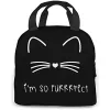 Sacs Black Cat Lunch Sac pour femmes Boîte à lunch isolée avec poche avant pour le travail Sac fourre-tout réutilisable pour le pique-nique de l'école de bureau