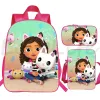 Rugzakken schattige Gabby's Dollhouse Schoolbag -rugzakken voor studenten Girls Back to School Gift Knapsack 3 PCS Set Children School Tassen