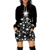 Casual Dresses Christmas Tree Women's Hoodies Dress Funny Pattern Sweater Xmas Holiday Party Clothing mode kjol Pullover