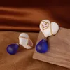 Frosted Glass Heart Earring Medieval Gold Plated Milk White Silver Needle örhängen med palatsstilörhängen smycken PH-91010