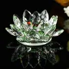 Candle Holders Quartz Crystal Lotus Flower Crafts Glass Fengshui Ornaments Figurer Home Wedding Party Decor Souvenir 80mm