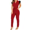 Jumpsuits für Frauen Mode V-Ausschnitt Falten-Ärmel-Jumpsuit modisch