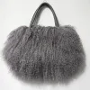 Bags Winter Real Mongolia Lamb Fur Handbag Women Casual Tibet Long Hair Natural Fur Shoulder Bag Genuine Tote Bags Femme