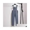 Womens Plus Size Hosen 150 kg Frühling Herbst Denim Overalls Lose ein Stück breites Bein gerade blaues Hüfte 154 cm 5xl 6xl 7xl 8xl 9xl R2S9 DR DHEOY