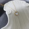 Pendant Necklaces Korean Light Luxury Heart Grey Shell White Necklace For Women Titanium Steel Plated 18K Gold Jewelry