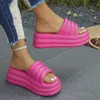 Pink Chunky Platform Sandaler för kvinnor Summer tjock botten Eva kil tofflor kvinna mode non slip beach glides skor 240412