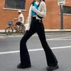 Kvinnors jeans y2k koreanska streetwear hiphop hög midja mager kvinna för byxor kvinnor denim punk byxor klockbottnar alternativt mode